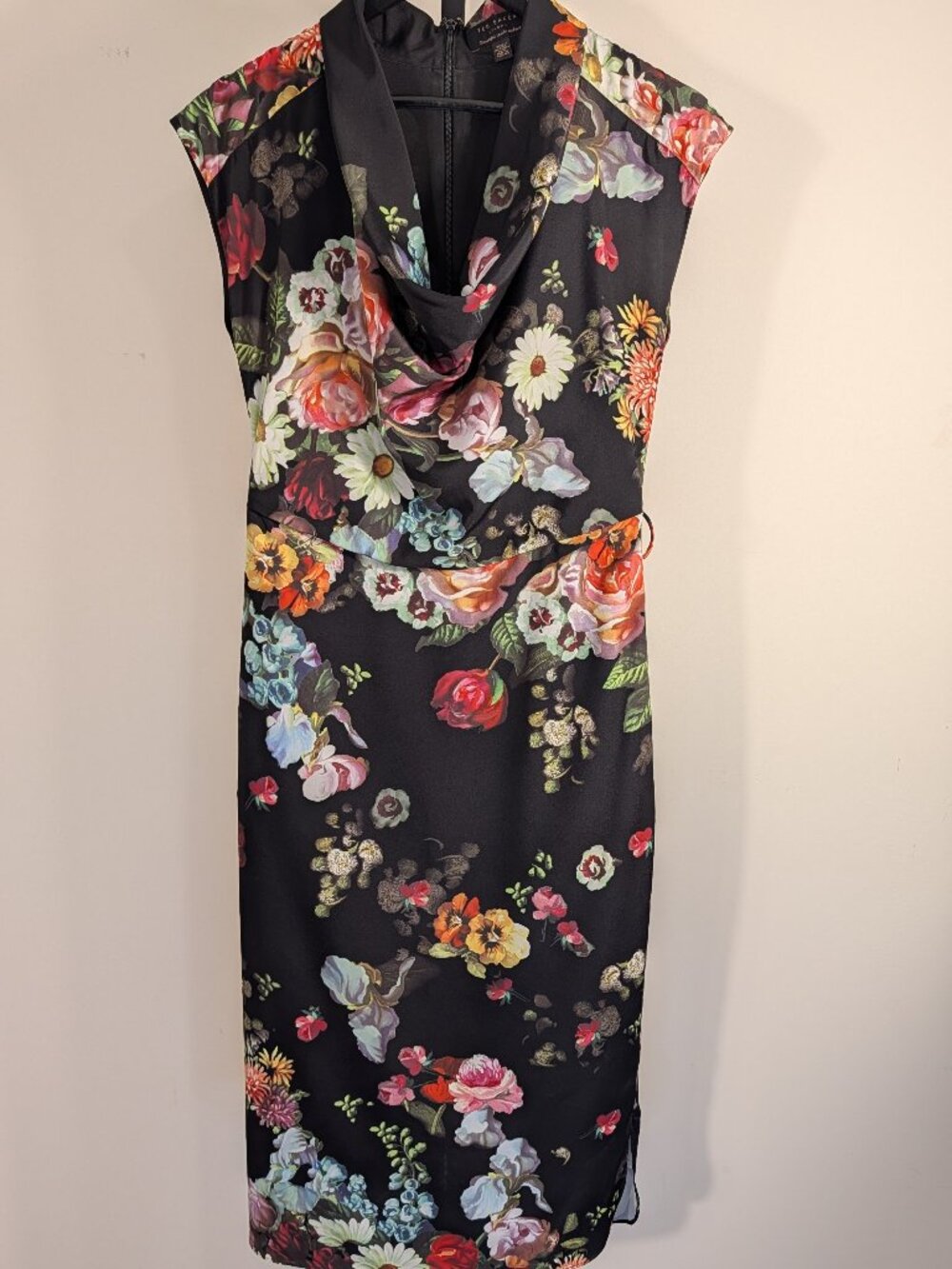 Ted Baker Robyne Oil Painting Floral Midi Dress | Cowl Neck | Sz 6